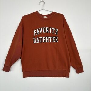 Favorite Daughter Nuuly Sweatshirt Womens Large Orange Terry Graphic Crewneck